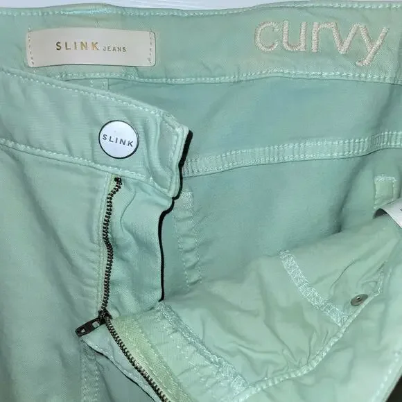 SLINK Jeans Crop Skinny Womens Sz 16 Plus Mint Green Distressed Stretch Ankle - Picture 9 of 15